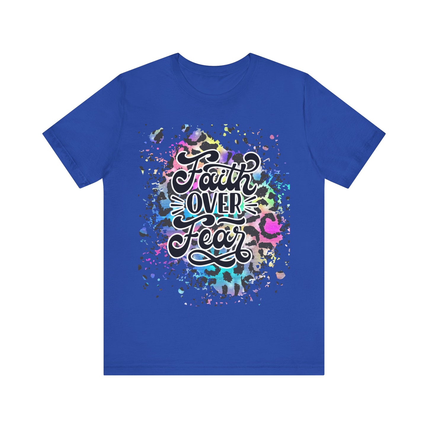 Faith Over Fear Tee - Colorful Leopard Print Christian Shirt